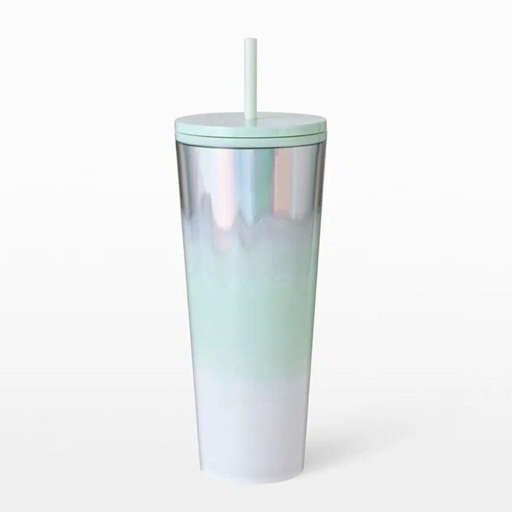 🔥 Starbucks 2023 Light Green Pastel Iridescent Ice Wave 24oz Tumbler
